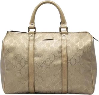 Gucci Pre-owned Boston Bag - Dames - Vintage Handtas - Beige - ONE Size - Leer - Vintage