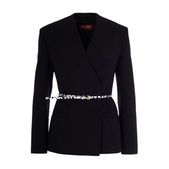 Max Mara Blazers, female, Black, Size: L Double-breasted Cady Jacket