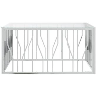 Berkfield Home Decorative Coffee Table 100x100x50 cm Stainless Steel & Glass in Silver | Size: 100 x 100 x 50 cm