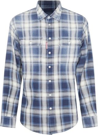 Dsquared2 Classic Plaid Cotton Shirt With Button-Down Collar