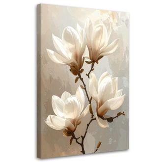 Feeby Impresi&oacute;n De Imagen Magnolias Blancas Sobre Fondo Beige En Una Sutil Composici&oacute;n 80x120