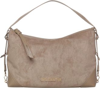 Love Moschino Tassen, Dames, Beige, ONE Size, Schoudertas met logo-applicatie