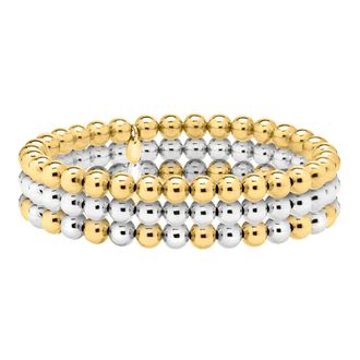 Ross-Simons Italian Rhodium and 14kt Gold-Plated Jewelry Set: 3 6mm Bead Stretch Bracelets