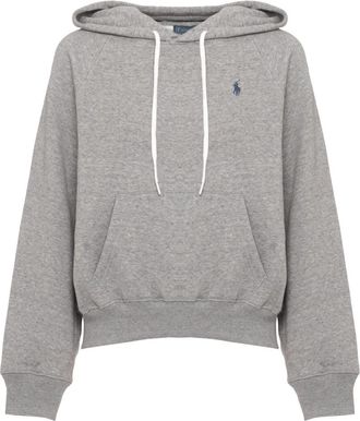Ralph Lauren Shrunken Fit Fleece Hoodie - Dames - Hoodies - Grijs - S - Katoen - Hoodies & sweatvesten