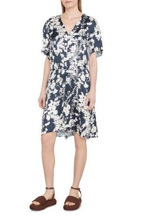 Vince Arboretum Floral Crinkled Satin Dress in Coastal at Nordstrom Rack, Size X-Large