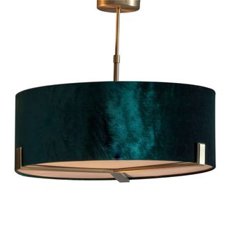 Loops Ceiling Pendant Light Matt Antique Brass & Green Velvet 3 x 10W LED E27