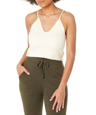 French Connection Vhari Loungewear Crop Top In Classic Cream