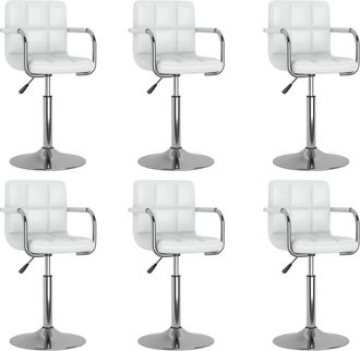 vidaXL Sillas De Comedor Giratorias 6 Unidades Cuero Sint&eacute;tico Blanco Vidaxl