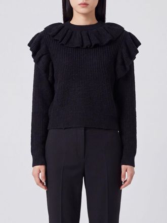 Twinset Maglia girocollo in misto lana e alpaca con rouches e ricamo