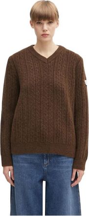 Maison Margiela V-hals Gebreide Trui - Dames - V-hals truien - Bruin - S - Wol - Truien & Vesten