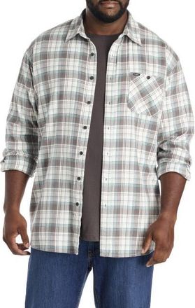 O'Neill Big & Tall Redmond Plaid Stretch Flannel Sport Shirt in White at Nordstrom, Size Xx-Large