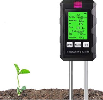 OEM Testeur Sol - Ph Humidit&eacute; Temp&eacute;rature Lumi&egrave;re Fertilit&eacute; Humidit&eacute; Aire - Jard&iacute;n Agricultura Plantas - 56 X 44 X 230 Mm Negro