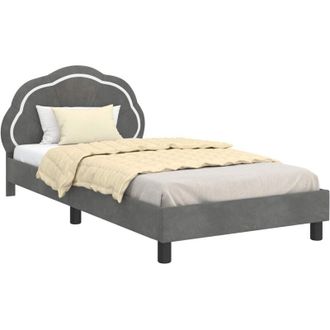 vidaXL Cama Para Ni&ntilde;os Con Cabecero Gris Oscuro 90 X 200 Cm Terciopelo Vidaxl