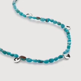 Monica Vinader Sterling Silver Rio Gemstone Beaded Station Necklace Turquoise