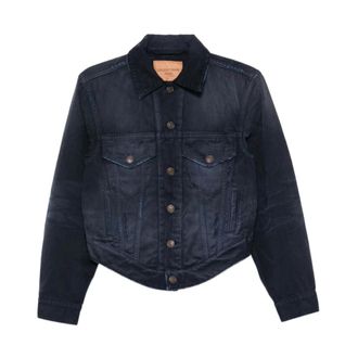 Balenciaga Denim Jackets, female, Blue, S, Curved Waistband Jacket