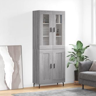 vidaXL Vidaxl - Aparador Alto Madera Contrachapada Gris Sonoma 69,5x34x180 Cm