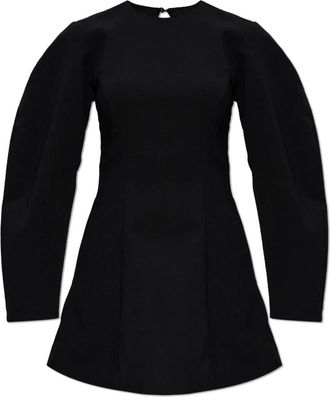 Rotate Jurk met pofmouwen - Dames - Korte kleedjes - Zwart - S - Leer - Kleedjes