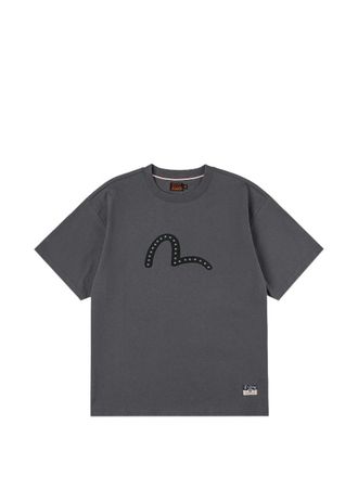 Evisu Ht Seagull bedrukt RVS T-shirt met metalen studs