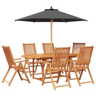 vidaXL Conjunto De Comedor Exterior Con Parasol 8 Uds. Vidaxl