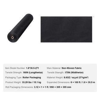 OEM Tejido Geotextil, Duradero, Eficaz Barrera Contra Malezas, 6x100 Pies