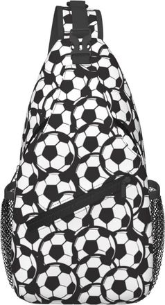 Generic Black And White Checkered Footballs Piled Together Cross Body Bag Trendy Sling Bag With Zipper Chest Backpack For Sports Casual Women