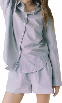 Chaser Paso Pinstriped Button Up Top In Blue