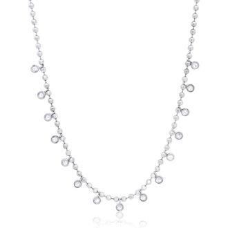 The Lovery Beaded CZ Dangle Necklace in Silver at Nordstrom, Size 16