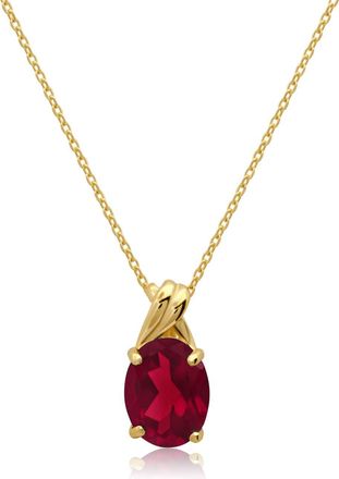 MAX + STONE 14k Yellow or White Gold Gemstone Oval Pendant Necklace with Drop Twist Setting