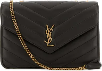 Saint Laurent Dark Brown Leather Large Lou Lou Shoulder Bag