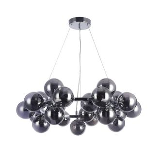 Netlighting Modern Hanging Pendant Chrome 25 Light with Smoky Shade G9 in Grey