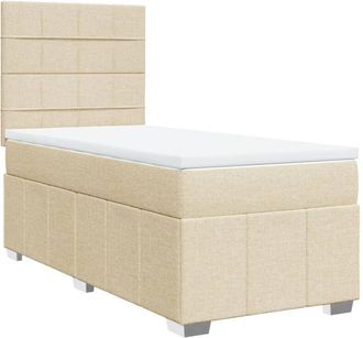 vidaXL Cama Box Spring Con Colch&oacute;n Tela Color Crema 80x200 Cm Vidaxl