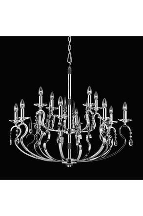 Netlighting Rhinestone Gun Metal Pendant 18 Arm Chandelier in Black