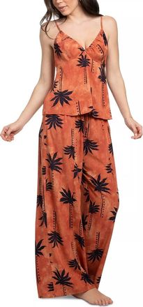 Midnight Bakery Palm Cami Pant Lounge Set In Rust