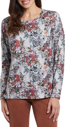Tribal Bentley Long Sleeve Crew Neck Top In Berry Fizz