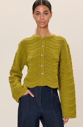 Rebecca Taylor Rem Knit Cardigan in Pear Green at Nordstrom, Size X-Large