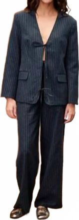 FRNCH Grisette Tie Front Blazer In Charcoal