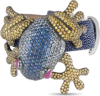 De Grisogono 18K White Gold Sapphire Frog Bracelet DG01-101526