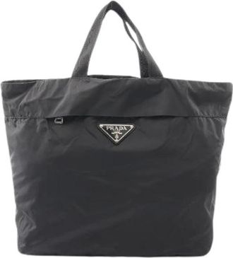 Prada Pre-owned Tote Bags, female, Black, Size: ONE SIZE Pre-owned Nylon Tote Bag
