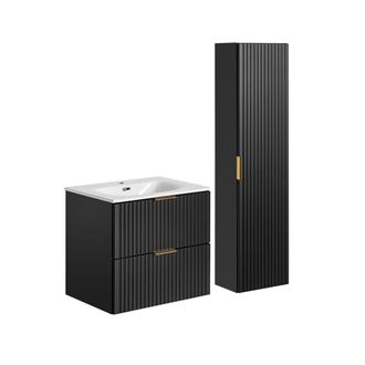 Petits Meubles Conjunto mueble lavabo individual tableros de melamina y mdf negro