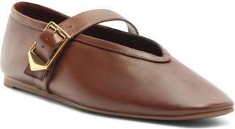 Schutz Vicki Buckle Mary Jane Flat in Warm Toffee at Nordstrom, Size 10.5