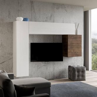 Itamoby Mueble De Pared Sal&oacute;n Moderno 4 Muebles Suspendidos Madera Blanco A25