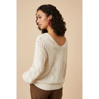 des petit hauts V-neck Truien - Dames - V-hals truien - Beige - S - Leer - Truien & Vesten