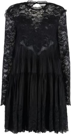Paco Rabanne Floral-Lace Tiered Dress - Dames - Korte kleedjes - Zwart - XS - Kleedjes