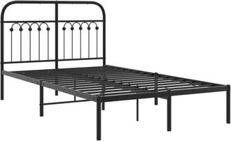 vidaXL Metal Bed Frame without Mattress with Headboard Black 120x200cm Vidaxl