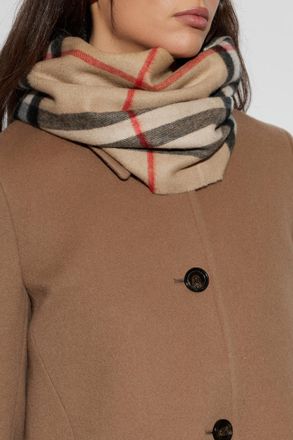 Burberry Cashmere Tartan Scarf, Unisex, Beige