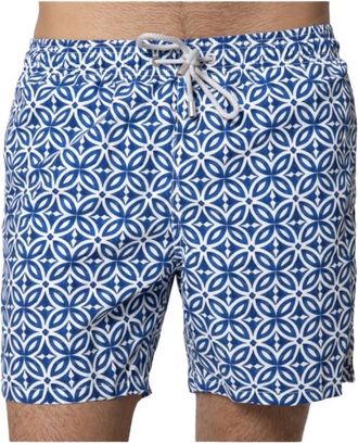 MC2 Saint Barth Geometrisch Navy Blauw Badkleding Gustavia Model - Heren - Strandmode - Blauw - XL - Polyester - Badmode