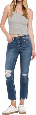 Flying Monkey Mid Rise Crop Slim Straight Jeans In Blue