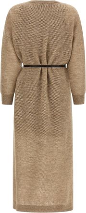 Brunello Cucinelli Womens Beige Wool Midi Dress