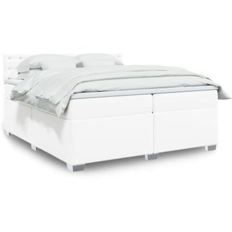 vidaXL Cama Box Spring Con Colch&oacute;n Cuero Sint&eacute;tico Blanco 200x200 Cm Vidaxl