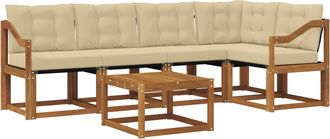 vidaXL Conjunto De Sof&aacute;s De Exterior 6 Uds. Natural Y Beige Vidaxl
